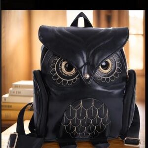 Owl Design Black Backpack